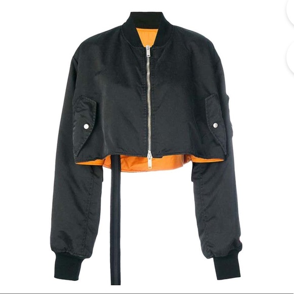 Nasty Gal Jackets & Blazers - Cropped Navy Bomber Jacket Orange Lining